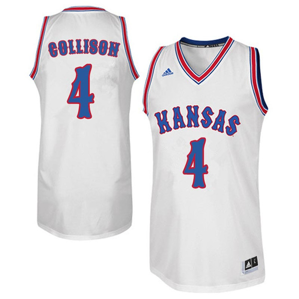 Men #4 Nick Collison Kansas Jayhawks Retro Throwback College Basketball Jerseys Sale-White - Click Image to Close